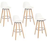 Box and Beyond Set di 4 sgabelli da bar in legno, sedia alta per bar, sedia da cucina - Altezza 91 cm - Sgabello bianco con poggiapiedi