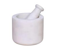 BOX And Tree | Mortaio e pestello in marmo bianco naturale artigianale fatto a mano per spezie, pesto, erbe - pestello per cucina in pietra spremiagru (Bianco, 13cm)