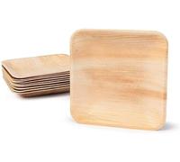 BOX And Tree Piatti usa e getta rotondi in foglia di palma | Stoviglie monouso biodegradabili compostabili al 100% | Stabile e robusto per feste, matrimoni, compleanni, barbecue (15x15 (100 pezzi))