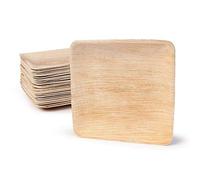 BOX And Tree Piatti usa e getta rotondi in foglia di palma | Stoviglie monouso biodegradabili compostabili al 100% | Stabile e robusto per feste, matrimoni, compleanni, barbecue (20x20cm (100 parti))