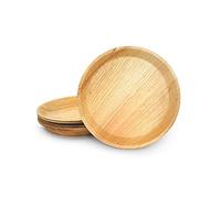 BOX And Tree Piatti usa e getta rotondi in foglia di palma | Stoviglie monouso biodegradabili compostabili al 100% | Stabile e robusto per feste, matrimoni, compleanni, barbecue (22cm (200 pezzi))