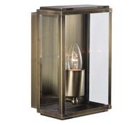 Box, applique da esterno e veranda, scatola rettangolare 1 fiamma in ottone anticato trasparente