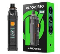 Box Armor GS Kit Va-poresso 80 W Vape (Nero) 18650 Batteria [Batteria non inclusa] Cartuccia Armor G 5 ml Adatta GTX Coil 0,15/0,3ohm E-Cigarette Originale - No Nicotine