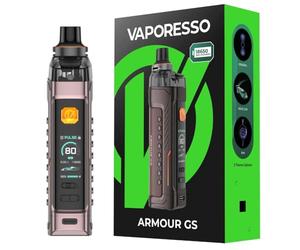 Box Armour GS Kit Va-poresso 80 W Vape (Marrone) Batteria 18650 [Batteria non inclusa] 5 ml Cartuccia Armour G DTL Adatta Resistenze GTX Coil 0,15ohm 0,3ohm E-Cigarette Originale - No Nicotine