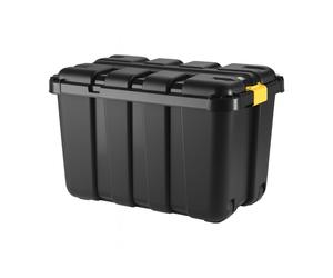 Box Attrezzi 150L con Ruote Baule Maxi Contenitore 79x52x52 Nero a Scatto 5940C