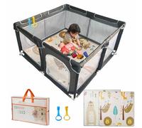 Box Bambini Recinto per Bambini Extra Grande Box Neonato con Morbida Rete Traspirante, 2 Maniglie Recinto Bambini con Borsa per Riporre