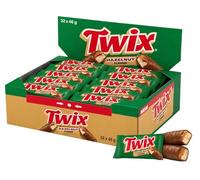 Box Barrette Hazelnut Flavour al Cioccolato al Latte con Biscotto, Caramello e Gusto Nocciola per twix 32x46g - Snack Dolci Monoporzione