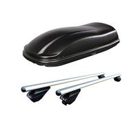 BOX BAULE da Tetto 480 LT.+BARRE PORTAPACCHI BAGAGLI auto con RAILS INTEGRATI