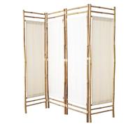 Box & Beyond - Paravento da interno - 160 x 160 cm - Separatore di stanza in tela e bambù naturale - a 4 pannelli - per camera da letto, soggiorno - divisorio amovibile