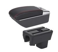 Box Bracciolo Console Centrale Per Suzuki Per Swift 2005-2025 Bracciolo Per Auto Scatola Portaoggetti Automatica Rinforzo Interno(A1 Black red 7USB)