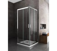 Box Doccia 2 Lati Scorrevoli + Lato Fisso, Vetro Temperato 6 mm, 80x130x80 cm