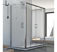 BOX CABINA DOCCIA 3 TRE LATI 90X120X90 CM VETRO 6MM TRASPARENTE 2ANTE SCORREVOLI