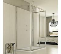 BOX CABINA DOCCIA 80X130X80 3 LATI PARETE 1 ANTA VETRO TRASPARENTE SCORREVOLE