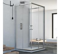 BOX CABINA DOCCIA 70X90X70 CM 3 TRE LATI VETRO 6MM TRASPARENTE SCORREVOLE