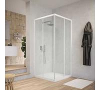 Box cabina doccia angolare con due ante scorrevoli in cristallo temprato trasparente - : , CONFEZIONE: 1 pz., Misure: 76.5-79.5x116.5-119.5xh185 cm Trasparente