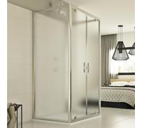 BOX CABINA DOCCIA 80x130x80 CM 3 LATI VETRO STAMPATO 2 ANTE BATTENTE P SALOON