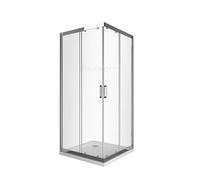 BOX CABINA DOCCIA BAGNO QUADRATO CROMO LASTRA EASYCLEAN TRASPARENTE 6 MM ANTICALCARE PROFILO CROMO ALLUMINIO ANGOLARE SCORREVOLE (72,5-75 x 72,5-75 H.190)