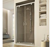 PORTA BOX DOCCIA NICCHIA VETRO TRASPARENTE 2 ANTE BATTENTE 120 CM H185 SALOON