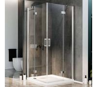 BOX CABINA DOCCIA 80X80CM ANGOLARE DOPPIA ANTA BATTENTE EASYCLEAN SALOON VETRO