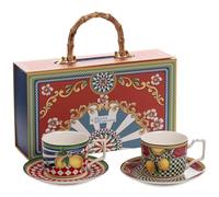 Box Ceramica luxury Red Morning - Set 2 tazze + piattini per cappuccino da 220 ml - SF168