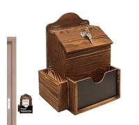 Box commenti - Woodets | Caso di suggerimento in legno vintage, ricettacolo per donazione a parete, cassetta delle lettere in legno chiusa con 2 spazi per maestri, uffici, fattoria, ristorante