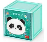 Legami - Box Componibile da Scrivania Cutie Cubes, Tema Panda, Organiser da Scrivania, Portaoggetti, Foglio di Adesivi incluso, Impilabile, Multifunzionale, in ABS, 90 x 90 x 100 cm
