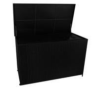 Box Contenitore Rattan Giardino 996L Nero Rivestimento Impermeabile con Zip Baule Grande per Cuscini Coperte Attrezzi Giochi Telaio Acciaio Resistente Agenti Atmosferici Coperchio Pistoni Gas Ruote