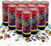 BOX da 12 Cannoni lancia spara coriandoli stelle filanti,colorati multicolor