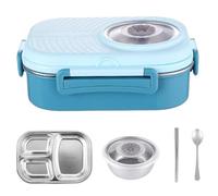 Box da pranzo in acciaio inossidabile per bambini Box per il pranzo non slip con chiusura sicura da pulire contenitori per bambini con coperchio multifunzionale per stile scolastico 1, acciaio inossi