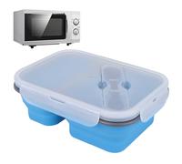 Box da pranzo in silicone-Contenitore di alimenti pieghevole a 2 compartimenti | Preparazione del pasto pieghevole a microonde con coperchio, design leggero riutilizzabile per scuola, ufficio, v