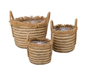 Box Deko Set Da 3 Natur Boho Vintage 44cm Metallo Cestini Marrakesch