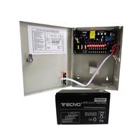 BOX DI ALIMENTAZIONE 12V 9 USCITE 15 A IN METALLO INCLUSA BATTERIA 12 VOLT 7 A