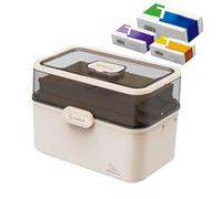 Box di medicina trasparente - Organizzatore di blocco portatile, scatola di archiviazione pieghevole | Contenitore trasparente a più livelli, di viaggio compatta, per lo stoccaggio della
