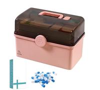 Box di medicinali a 3 strati - organizzatore di stoccaggio pieghevole, manico portatile | Custodie per pillole sicure durevoli, progettazione di trasporto facile, utilizzo per la conservazione