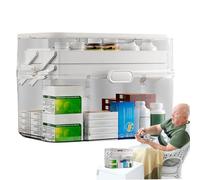 Box di stoccaggio dei medicinali - Box di pronto soccorso multi -griglia | Gabinetto per farmaci portatili, grandi scatole di pronto soccorso a 3 strati, medicinali multi griglie cabine medicinal
