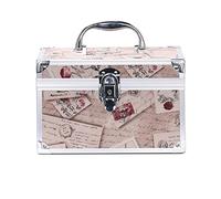 Box di Trucco Grande capacità Bloccabile con Serratura Cerniere più Spesse Design Maniglia Ergonomica Aspetto Alla Moda per Gioielli e Cosmetici Beige