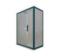 BOX DOCCIA 1 ANTA SCORREVOLE VETRO TRASPARENTE PROFILO VERDE DECO DUO