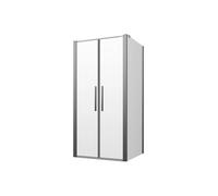 Box doccia 100x90cm con apertura saloon e parete fissa, profili cromati e vetro da 6mm trasparente h195 | Elba