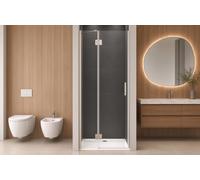 Box doccia 110 cm anta singola ad UN BATTENTE per nicchia H200 cm cristallo anticalcare trasparente 6mm profilo SATINATO OLLY