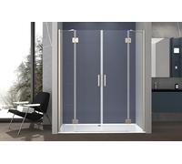 Box doccia 160 cm due ante DOPPIO BATTENTE saloon per nicchia H200 cm cristallo trasparente 6mm profilo CROMATO LENA