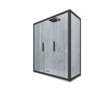 BOX DOCCIA ANTRACITE VETRO TRASPARENTE 80X130 CM MOD. GLAM DUO