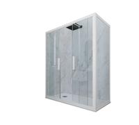 BOX DOCCIA 2 ANTE SCORREVOLI VETRO TRASPARENTE PROFILO BIANCO MATT GLAM DUO