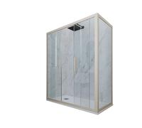 BOX DOCCIA CHAMPAGNE VETRO TRASPARENTE 75X150 CM MOD. GLAM DUO