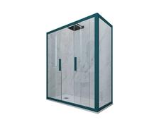 BOX DOCCIA 2 ANTE SCORREVOLI VETRO TRASPARENTE PROFILO VERDE GLAM DUO