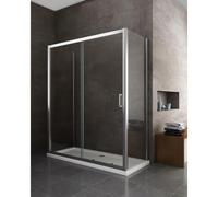 BOX DOCCIA 2 FISSI + SCORREVOLE, VETRO TEMPERATO 6 MM EASYCLEAN, 75X150 CM