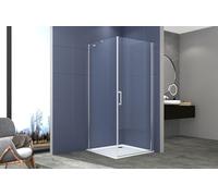 Box doccia 2 lati 80x100 cm fisso + porta 1 battente H200 cm cristallo 6mm profilo CROMATO LUCIO