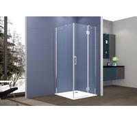 Box doccia 2 lati 80x100 cm fisso + porta un battente H200 cm cristallo 6mm profilo CROMATO PIPPO