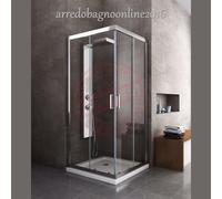 BOX DOCCIA 2 LATI SCORREVOLI QUADRATO, VETRO TEMPERATO 6 MM, 100X100 CM