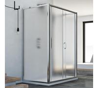 BOX CABINA DOCCIA 3 TRE LATI 80X130X80 CM VETRO 6MM STAMPATO C 1ANTA SCORREVOLE