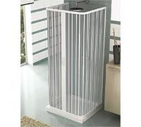 Box Doccia 3 Lati 2 Ante a Soffietto Apertura Centrale In PVC H185x 70x90x70 cm Bianco Caldoni Mars